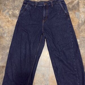 Pull&Bear Men's Deep Indigo Relaxed Jeans